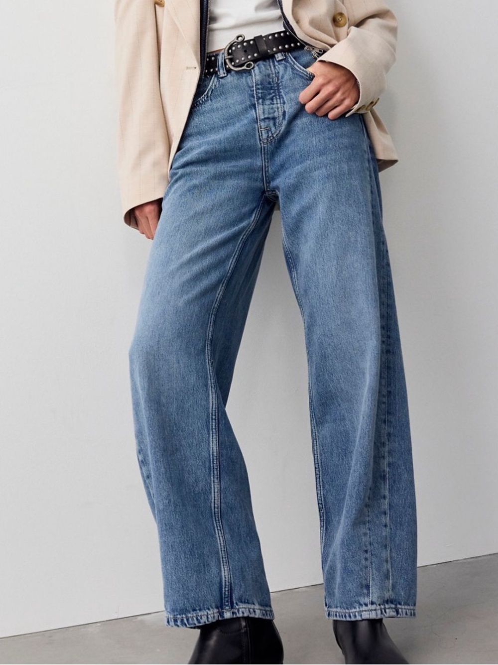 We The Free Free People Truro Baggy Puddle Jeans Light Wash Size 26